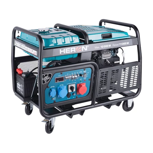 HERON benzinmotoros áramfejlesztő, 13/11 kVA, három- és egyfázisú, benzin üzemű, önindítós (8896431)