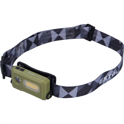 EXTOL LIGHT LED fejlámpa, SMD+COB, 140 Lumen; tölthető akkuval, 8 funkció, cseppálló IPX4 (43184)