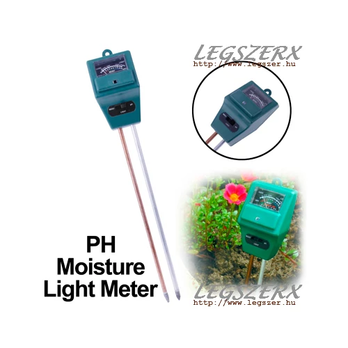 3in1 TALAJ PH MÉRŐ FÉNYMÉRŐ VIRÁGFÖLD NEDVESSÉGMÉRŐ 1év GARANCIA