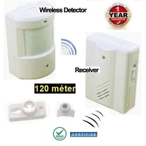 WIRELESS 120 méter MOZGÁSÉRZÉKELŐ + RIASZTÓ CSENGŐ VEZETÉK NÉLKÜLI mozgásérzékelős 1év GARANCIA