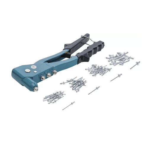 BGS popszegecsfogó készlet 60db popszegeccsel és 4 nyomóbetéttel 2,4 / 3,2 / 4,0 / 4,8 mm (BGS-401)