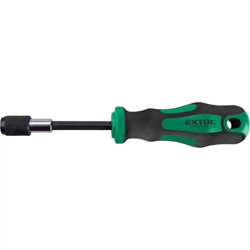 EXTOL PREMIUM csavarhúzó markolat, gyorskioldóval és mágneses csavarbehajtóval; CV., 1/4"×175mm (8819219)