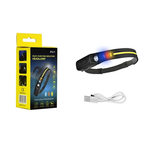 Többfunkciós COB + XPE ledes akkumulátoros fejlámpa újratölthető, érzékelős, kültéri kemping, horgász, vadász lámpa 1 sávos