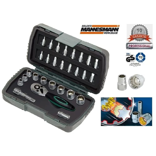 28db-os MANNESMANN MULTI LOCK DUGÓKULCS + BIT FEJ KÉSZLET 10év GARANCIA