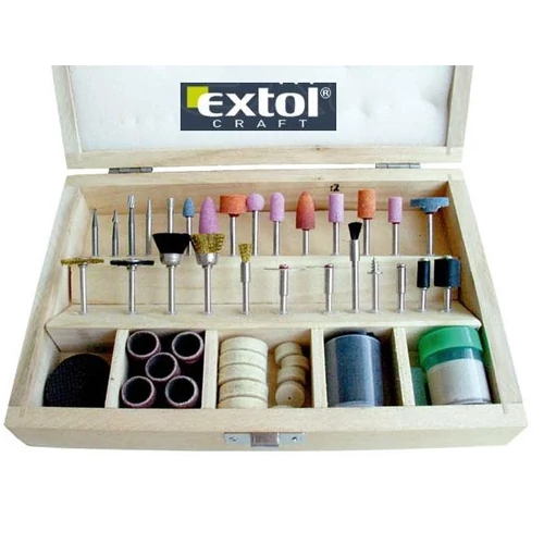 EXTOL 73410 100db-os GRAVÍROZÓ CSISZOLÓ POLÍROZÓ KÖSZÖRŰ KÉSZLET KOFFERBEN