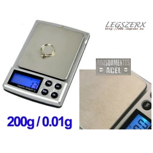 DIGITÁLIS INOX ÉKSZER MÉRLEG 200g - 0,01g ROZSDAMENTES ZSEBMÉRLEG ÉKSZERMÉRLEG LEVÉLMÉRLEG