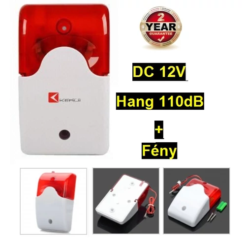 12V RIASZTÓ RENDSZER SZIRÉNA VILLOGÓ FÉNY + 110dB HANG 2év GARANCIA
