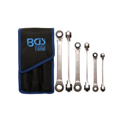 3 darab 4 az egyben racsnis egyenes csillagkulcs készlet irányváltós vászon táskában (BGS-1556)