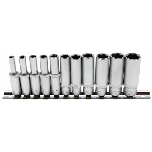 11 részes dugókulcs készlet, 1/4", hosszított, 4 -13 mm sínen (BGS-2221)