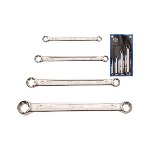 4 részes csillag-csillagkulcs készlet E-torx, E6xE24 tartóban (BGS-2264)
