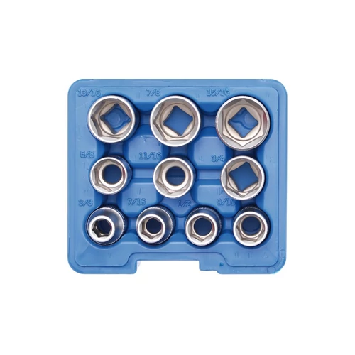 10 részes dugókulcs készlet, 1/2", coll méretekben műanyag dobozban (BGS-2434)