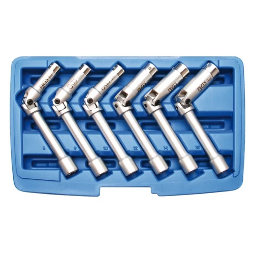 6 részes 3/8" izzítógyertya csuklós dugókulcs készlet 8 - 16 mm (BGS-2986)