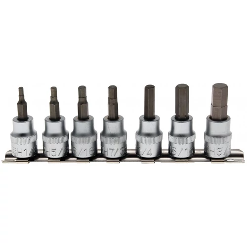 7 részes bit dugókulcs készlet, imbusz, coll méretekben 3/8" sínen (BGS-5104)