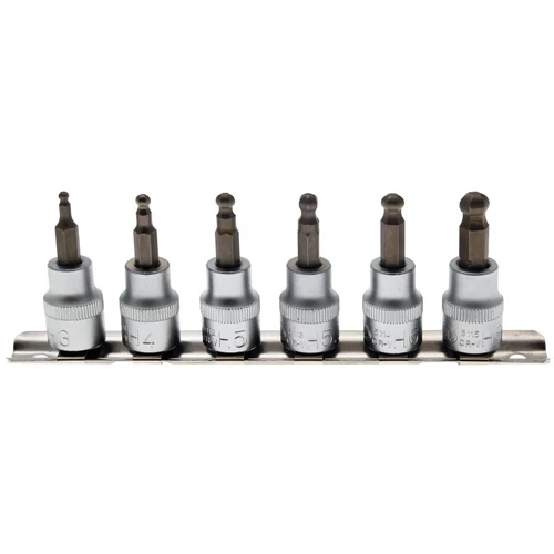 7 részes bit dugókulcs készlet, 3- 8 mm, imbusz 3/8", gömb fejjel sínen (BGS-5109)