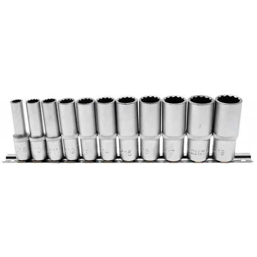 11 részes hosszított dugókulcs készlet, 12 szögű, 3/8" sínen (BGS-5252)
