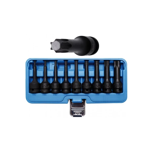 9 részes gépi bit-dugókulcs T-torx, készlet T20-T70, 1/2" dobozban (BGS-5480)