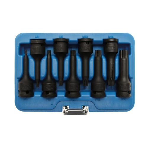 9 részes gépi sűrű torx bit dugókulcs készlet, M6-16 1/2" dobozban (BGS-5482)