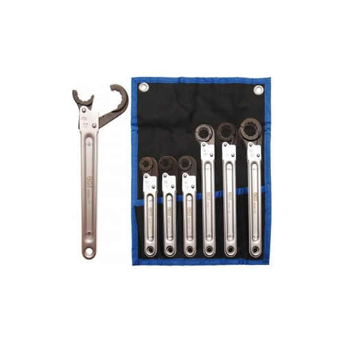 6 részes nyitható fékcső kulcs racsnis 10x22mm tartóban (BGS-8665)