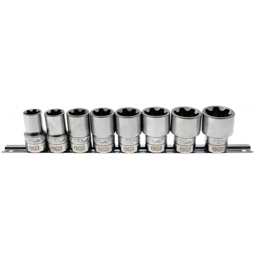 8 részes dugókulcs készlet, E-torx, 10 -20 EP, 1/2" sínen (BGS-8806)