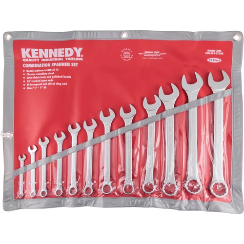 Kennedy professzionális ipari 1/4-1"AF ipari csillag-villáskulcs készlet 12 db-os