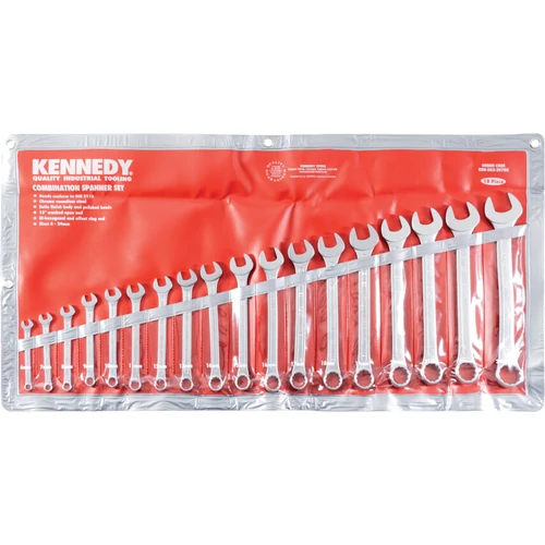Kennedy professzionális ipari 6-24mm ipari csillag-villáskulcs készlet 18 db-os