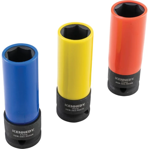 Kennedy professzionális ipari kerékanya dugókulcs 3db-os készlet 1/2" meghajtóval könnyűfém felnikhez is