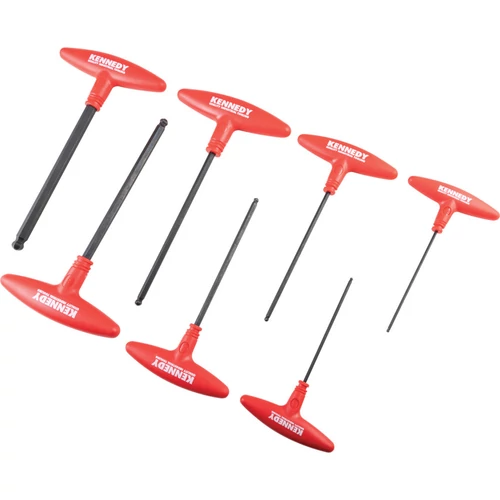 Kennedy professzionális ipari metrikus T-nyelű gömbvégű imbusz hatszögkulcs készlet 7 db-os