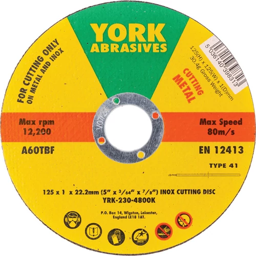 York professzionális ipari 125x1mm A60TBF Inox vágókorong T41