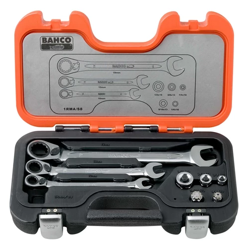 Racsnis csillag-villáskulcs készlet és átalakítók 8db (1RMA/S8)