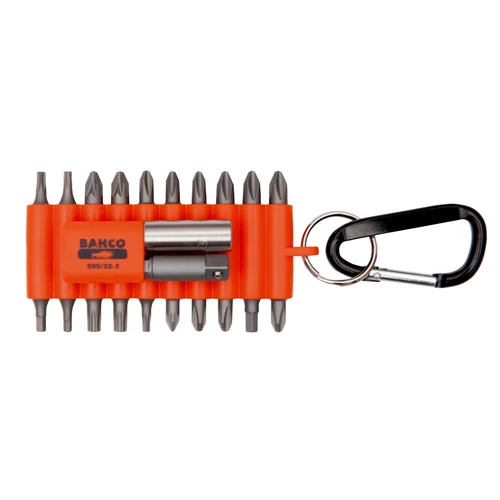 22 darabos bitkészlet hornyolt, Phillips, Pozidriv, TORX, bittartó és 1/4" dugókulcs átalakító (59S/22-1)