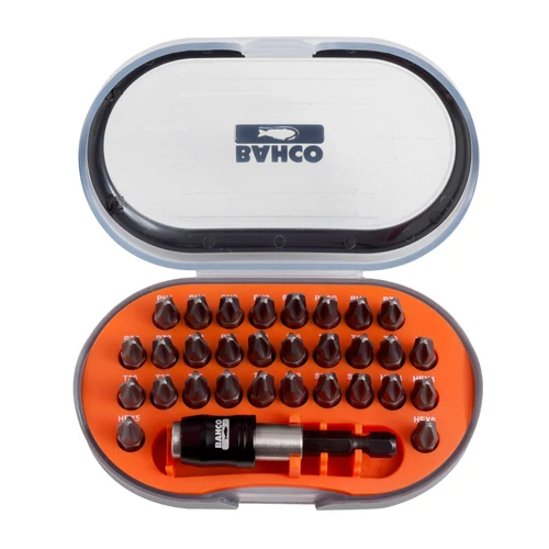 31 darabos torziós bitkészlet hornyolt, Phillips, Pozidriv, TORX és bittartó (60T/31-1)