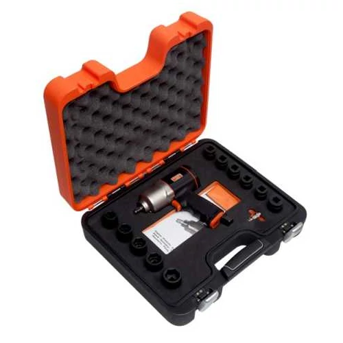 3/8" légkulcs készlet Tartalmaz: 3/8 "Ütvecsavarozó, 11 dugókulcs (10-24 mm) és 1/4"-os külső csatlakozó (BP816K1)