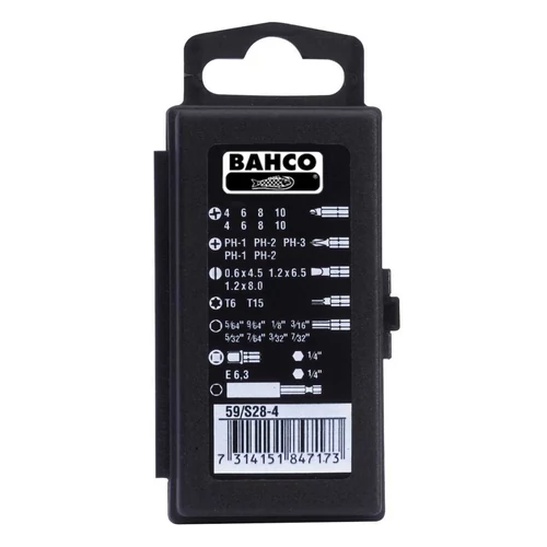 Bitkészlet hornyolt, PH és imbusz TORX ® és TORQ-set ® csavarokhoz (59/S28-4)