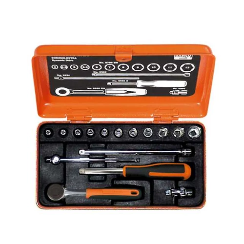 Dugókulcs készletek 1/4", 16 darabos Fém doboz (6715MGS)
