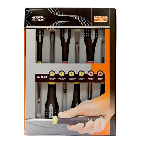 ERGO™ csavarhúzó készlet, 6 darabos Hornyolt és Pozidriv csavarokhoz (BE-9882)