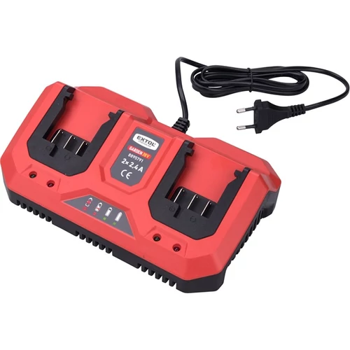 Extol akkutöltő dupla, Garden20V, 20V, 2×2,4A a 8895780 akkuhoz (8895791)