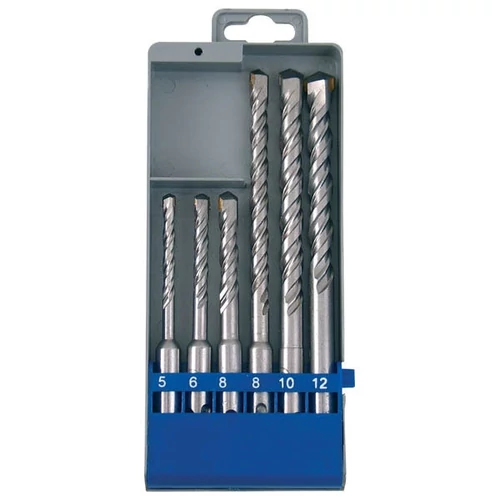 betonfúró klt. SDS PLUS, 6db, 110mm 5,6,8, 160mm 8,10,12, műanyag tartóban - (23901)