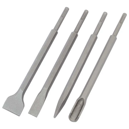 betonvéső klt. 4db, SDS PLUS; 250mm hosszú, hegyes, lapos 25mm, lapos 45mm, horony - (23945)
