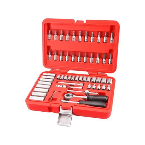 EXTOL PREMIUM dugókulcs klt. CV., 45fog; 1/4", 57db, dugófejek: 4-14mm, bitdugófej (-, +, imbusz, torx) (8818101)