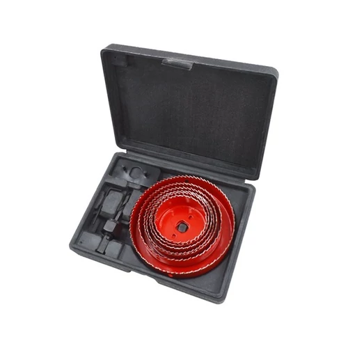 EXTOL PREMIUM körkivágó klt., 10 db-os, (64-70-76-82-89-102-127mm) műanyag, fa, gipszkarton (8801607)