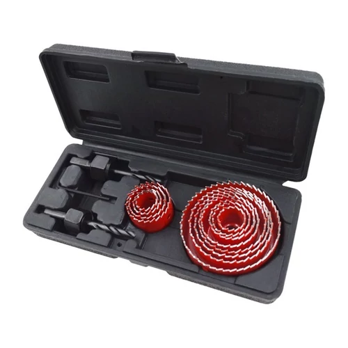 EXTOL PREMIUM körkivágó klt., 15 db-os,(19-22-29-32-36-38-44-51-58-64-76mm) műanyag, fa, gipszkarton (8801606)