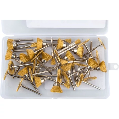 Extol mini drótcsiszoló klt. 3,2 mm befogás, 45 db, 3 féle fazékkefe fejforma, rezezett acélszál (903761)