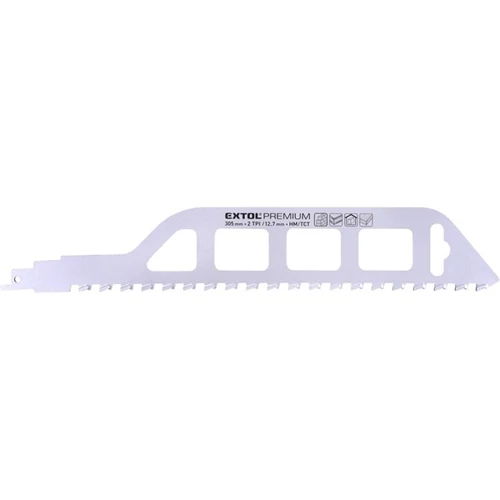 EXTOL PREMIUM szablyafűrészlap 1db, Bosch befogás, HM/TCT fogak, 305 mm, 2T fa, kőzet, anyagokhoz, durva vágás (8806300)