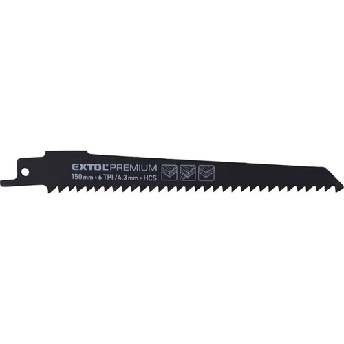 EXTOL PREMIUM szablyafűrészlap klt., 3db, Bosch befogás, 150 mm, 6T, HCS, fához, tiszta vágás (8806103)