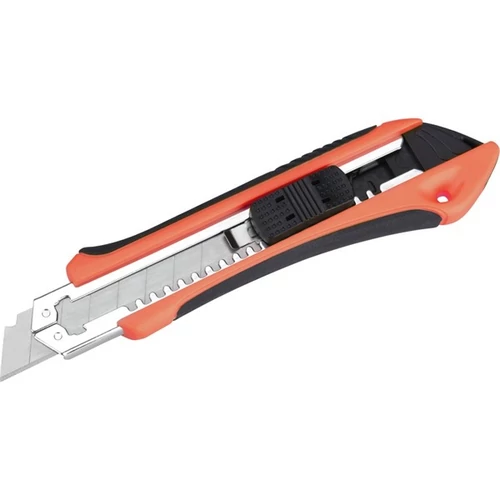 EXTOL PREMIUM tapétavágó kés, 18mm fémház, öntöltős gum. 3 pengével, tripla vágóéllel, csavaros rögzítővel, pótpenge: 9123A (8855023)