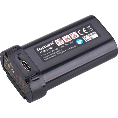 Fortum tartalék akku 3,7V Li-ion, 4780209, 4780214 és 4780216 vízszintezőhőz, 5200 mAh, micro USB type C (4780216B)