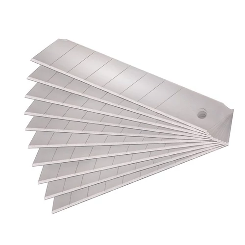 EXTOL PREMIUM tartalék pengék tapétavágó késhez, 10 db, 18×100×0,5 mm, törhető, SK4 acél, HRC >64, tripla vágóél (8855091)