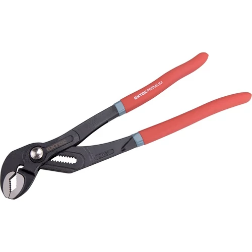 EXTOL PREMIUM vízpumpa fogó, 300mm, CrV50, max nyitás 36 mm, szivacsos nyél, akasztós papír szerszámtartó (8813168)